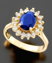 She'll fall in love with this elegant ring from Royalty Inspired by Effy Collection. Features oval-cut sapphire (1-9/10 ct. t.w.) surrounded by dazzling diamonds (1/2 ct. t.w.). Set in polished 14k gold. She'll fall in love with this elegant ring from Royalty Inspired by Effy Collection. Features oval-cut sapphire (1-9/10 ct. t.w.) surrounded by dazzling diamonds (1/2 ct. t.w.). Set in polished 14k gold.