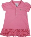 Ralph Lauren Layette Girl's Ruffle Polo Dress (9 Month, Course Pink)