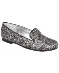 She can add glitz and glamor to her look with these Gwen glitter loafers from Nina, an eye-catching look. She can add glitz and glamor to her look with these Gwen glitter loafers from Nina, an eye-catching look.
