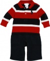 Ralph Lauren Layette Boy's Striped Big Pony Polo & Pant Set (3 Month)