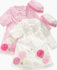Dress her up and take her out. In this cozy coat and hat set from Bonnie Jean, she'll look sweet and stay comfy. Dress her up and take her out. In this cozy coat and hat set from Bonnie Jean, she'll look sweet and stay comfy.