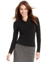 T Tahari's top features a chic surplice neckline and a figure-flattering fit perfect for pencil skirts and dark denim.