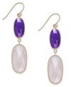 A touch of color livens any look. These stunning 10k gold drop earrings feature two oval-cut light and dark purple chalcedony stones (17 ct. t.w.) on french wire. Approximate drop: 2 inches.