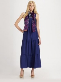 A stunning silk version of the classic sundress, this maxi silhouette is comfortable, stylish and flattering.Wide strapsTiered detailsSide zipperAbout 55 from shoulder to hemSilkDry cleanImported Model shown is 5'10 (177cm) wearing US size Small. A stunning silk version of the classic sundress, this maxi silhouette is comfortable, stylish and flattering.Wide strapsTiered detailsSide zipperAbout 55 from shoulder to hemSilkDry cleanImported Model shown is 5'10 (177cm) wearing US size Small.