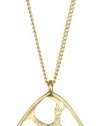 T Tahari Essential Gold Tone Chain with Open Work Oval Pendant Necklace