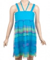 Derek Heart Chameleon Stripe Dress/Skirt Combo (Sizes 7 - 16) - aqua, 14