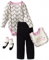 Vitamins Baby-girls Infant Her Royal Cuteness 4 Piece Creeper Pant Set, Black, 12 Months