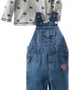 Little Me Baby-Boys Infant Train Overall Set, Denim, 12 Months