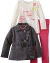 Calvin Klein Girls 2-6X Toddler Jacket With Tee And Pink Jean, Gray, 4T