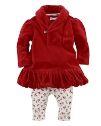 A comfortable set with a sweet, colorful look pairs a plush velour tunic and floral-printed cotton jersey legging. A comfortable set with a sweet, colorful look pairs a plush velour tunic and floral-printed cotton jersey legging.