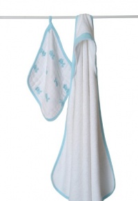 aden + anais Terry Hooded Towel and Muslin Washcloth Set, Hide and Sea aden + anais Terry Hooded Towel and Muslin Washcloth Set, Hide and Sea