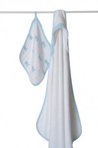 aden + anais Towel with Muslin Washcloth - Aqua Fish aden + anais Towel with Muslin Washcloth - Aqua Fish