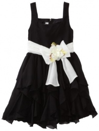 Bonnie Jean Girls 7-16 Chiffon Dress with Multi Ruffle Skirt, Black, 10 Bonnie Jean Girls 7-16 Chiffon Dress with Multi Ruffle Skirt, Black, 10