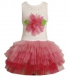 Size-5, Pink, BNJ-7022R Pink Mesh Flower Glittered Tulle Tutu Dress,R37022 Bonnie Jean Little Girls Special Occasion Flower Girl Dance Party Dress