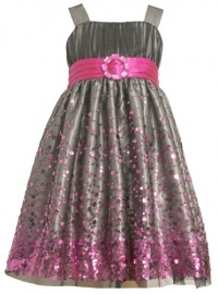 Bonnie Jean Girls 7-16 Sequin Mesh Band Dress, Fuchsia, 10 Bonnie Jean Girls 7-16 Sequin Mesh Band Dress, Fuchsia, 10