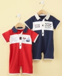 Whether enjoying the sun and sand or a favorite sports team, he'll stay comfortable in this sunsuit from First Impressions. Whether enjoying the sun and sand or a favorite sports team, he'll stay comfortable in this sunsuit from First Impressions.