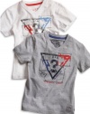 GUESS Kids Boys Little Boy Patched Triangle Tee, WHITE (4)