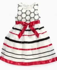 Keep your little lady in a league all of her own with this exclusive-to-Macy's fabulous polka-dot and striped dress from Bonnie Jean. Keep your little lady in a league all of her own with this exclusive-to-Macy's fabulous polka-dot and striped dress from Bonnie Jean.