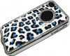 LE Luxury Unique Best Leopard Leather Print Czech Rhinestone Case Cover For Apple iPhone 4 4G 4S Crystal - Blue
