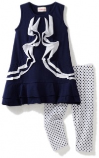 Flapdoodles Girls 2-6X Two Tone Ruffle Dress Set, Navy Train, 2T Flapdoodles Girls 2-6X Two Tone Ruffle Dress Set, Navy Train, 2T