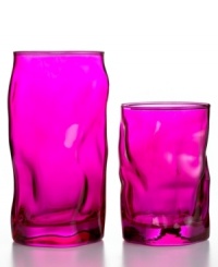Glassware that gets noticed. Bormioli Rocco teams a funky organic shape and bold fuchsia hue in this easy-care set of highball glasses made for modern tables. Glassware that gets noticed. Bormioli Rocco teams a funky organic shape and bold fuchsia hue in this easy-care set of highball glasses made for modern tables.
