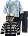 Kenneth Cole Baby-boys Infant Hooded Sweater And Tee With Jeans, Assorted, 12 Months