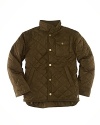 This diamond-quilted microfiber bomber jacket is an updated classic made for timeless durability and style.