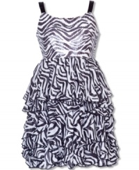 She'll go wild for this fun zebra print and sequin dress by Rare Editions. She'll go wild for this fun zebra print and sequin dress by Rare Editions.