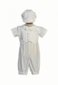 Boy's Poly Cotton Christening Baptism Romper with Pique Vest Boy's Poly Cotton Christening Baptism Romper with Pique Vest