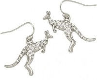 Adorable Sparkling Clear Crystal 1 Kangaroo Charms Dangle Earrings Silver with Rhodium Plating Adorable Sparkling Clear Crystal 1 Kangaroo Charms Dangle Earrings Silver with Rhodium Plating