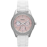 Fossil Women's ES2989 White Silicone Quartz Watch with Pink Dial Fossil Women's ES2989 White Silicone Quartz Watch with Pink Dial