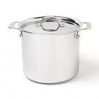 An essential for every kitchen, All-Clad's stockpot features high sides that slow the evaporation of liquids. The wide bottom allows you to first sauté before the addition of liquids for delicious soups and stews.