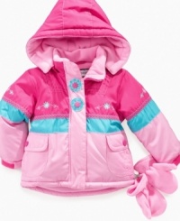 She'll be smitten by this cute coat and mittens by S. Rothschild. She'll be smitten by this cute coat and mittens by S. Rothschild.