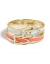 GUESS Coral and White Buckle Bracelet Set