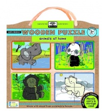 Green Start Wooden Puzzles - Animals at Home: Earth Friend Puzzles with Handy Carry & Storage Case Green Start Wooden Puzzles - Animals at Home: Earth Friend Puzzles with Handy Carry & Storage Case