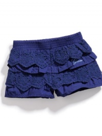 GUESS Kids Girls Tiered Ruffle Short-Shorts (12 - 24M), DARK BLUE (24M) GUESS Kids Girls Tiered Ruffle Short-Shorts (12 - 24M), DARK BLUE (24M)