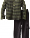 Splendid Littles Boys 2-7 Charcoal Stripe Thermal Henley Shirt Set, Trooper, 2T