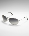 Larger sized aviator sunglasses with APX gradient lenses. Nose pads to help secure fit.