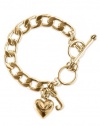 Juicy Couture Girl's Chain Link Starter Bracelet w Heart & J Charms Gold