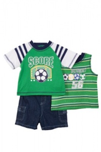 BT Kids Infant Boys (12-24mo) 3 pc soccer shirt and denim cargo shorts set BT Kids Infant Boys (12-24mo) 3 pc soccer shirt and denim cargo shorts set