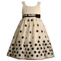 Size-6 BNJ-0756B IVORY BLACK PLEATED-PAPERBAG WAIST DOTTED ORGANZA OVERLAY Special Occasion Flower Girl Party Dress,B30756 Bonnie Jean LITTLE GIRLS Size-6 BNJ-0756B IVORY BLACK PLEATED-PAPERBAG WAIST DOTTED ORGANZA OVERLAY Special Occasion Flower Girl Party Dress,B30756 Bonnie Jean LITTLE GIRLS