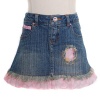 Lipstik Girls Size 2T Denim Pink Polka Dot Sequin Hearts Fringe Skirt