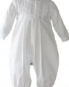 Cotton Christening Baptims Pique Longall with Tucks and Embroidery and Hat
