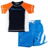 Nautica Infant Boys Orange/Blue Print Rash Guard Swim Top w/ Shorts 2 Pc s12-24M