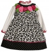 Bonnie Baby-Girls Infant Leopard Print Corduroy Jumper, Black/White, 12 Months