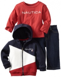 Nautica Sportswear Kids Baby-Boys Infant 3 Piece Full Zip Long Sleeve Hoodie With Jean, Sport Navy, 18 Months Nautica Sportswear Kids Baby-Boys Infant 3 Piece Full Zip Long Sleeve Hoodie With Jean, Sport Navy, 18 Months