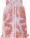 Lilly Pulitzer Girls 2-6x Little Lilly Lace Trimmed Shift Dress, Resort White Conched Out, 2