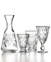 An elegant touch. The Lyonnais carafe from French Home adds new character to casual settings with a textured teardrop and diamond pattern in classically styled, perfectly luminous glass. An elegant touch. The Lyonnais carafe from French Home adds new character to casual settings with a textured teardrop and diamond pattern in classically styled, perfectly luminous glass.