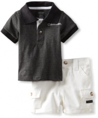 Calvin Klein Baby-Boys Newborn Polo With Cargo Short, Gray, 6-9 Months Calvin Klein Baby-Boys Newborn Polo With Cargo Short, Gray, 6-9 Months