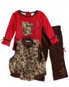 BT Kids Infant Girls (12-24 mo) 3 pc leopard print faux fur vest and cords set